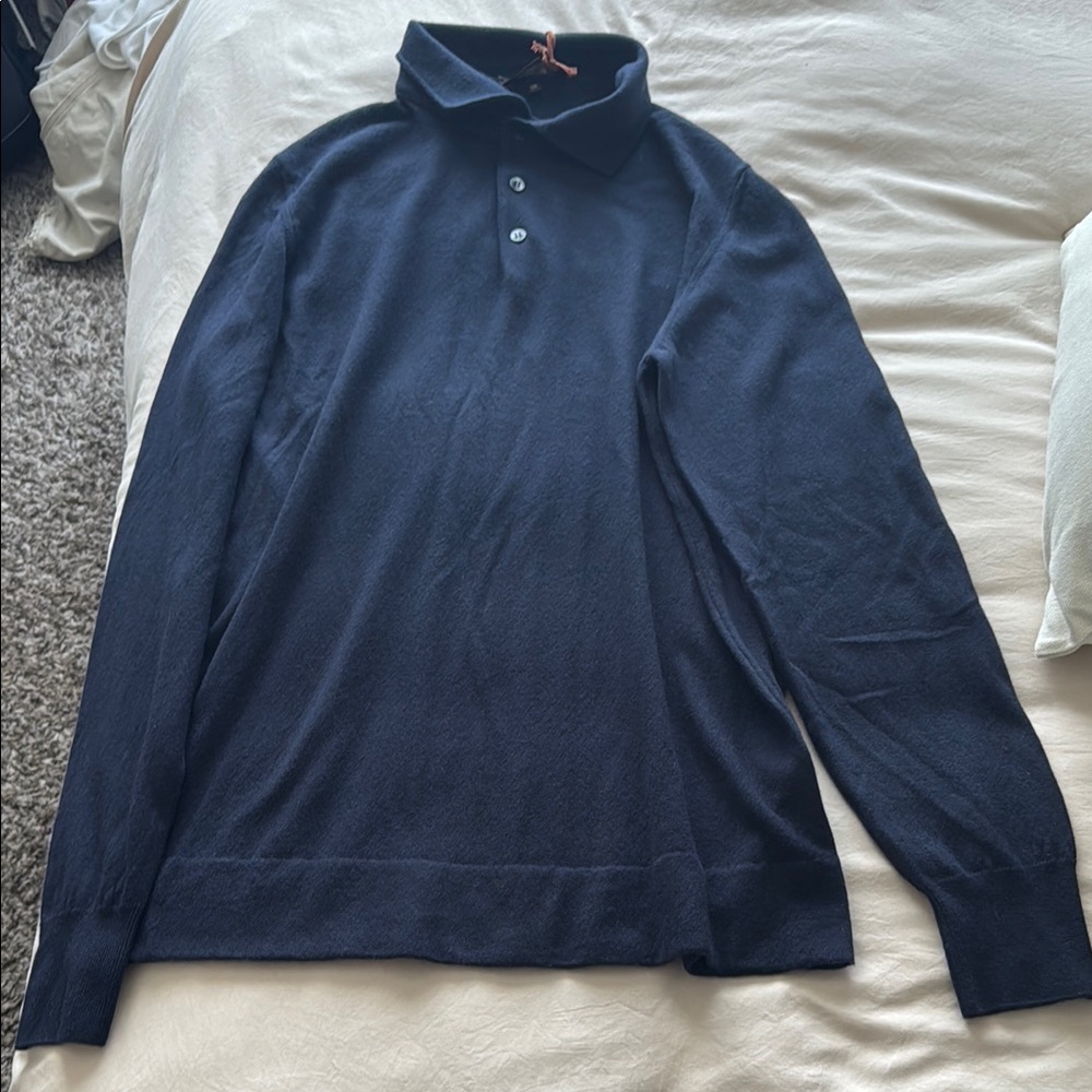 Navy Long Sleeve Polo Shirt